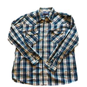 Cowboy Hardware Men’s XL Blue Plaid Western Shirt